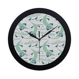Crocodile diver pattern Elegant Black Wall Clock