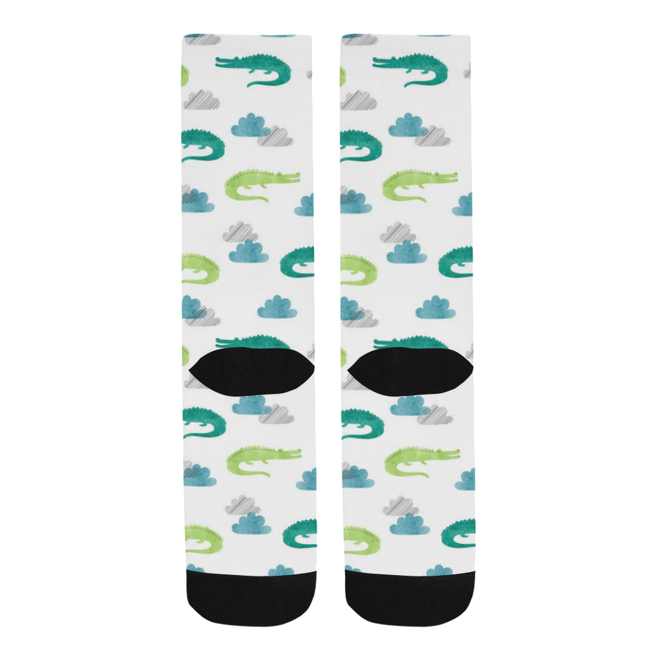 watercolor crocodile pattern Crew Socks