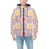 Bread Toast Pattern Print Design 05 Men's Padded Hooded Jacket