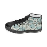Dragonfly Butterfly Plants insect flower vintage s Women's High Top Canvas Shoes Black