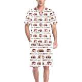 Camper Van Pattern Print Design 01 Men's V-Neck Short Pajama Set