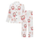 Daruma japanese wooden doll cherry blossom flower Men's Long Pajama Set