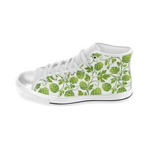 Hop design pattern Women's High Top Canvas Shoes White