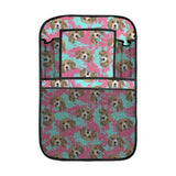 Beagle muzzles turquoise paint splashes pink patte Car Seat Back Organizer