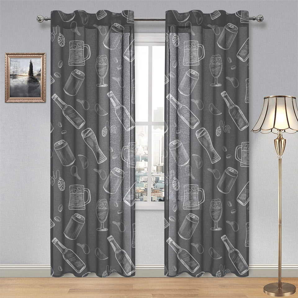 Beer hand drawn pattern Gauze Curtain