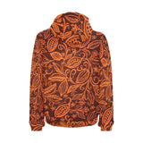 cacao beans tribal polynesian pattern Men's Padded Hooded Jacket