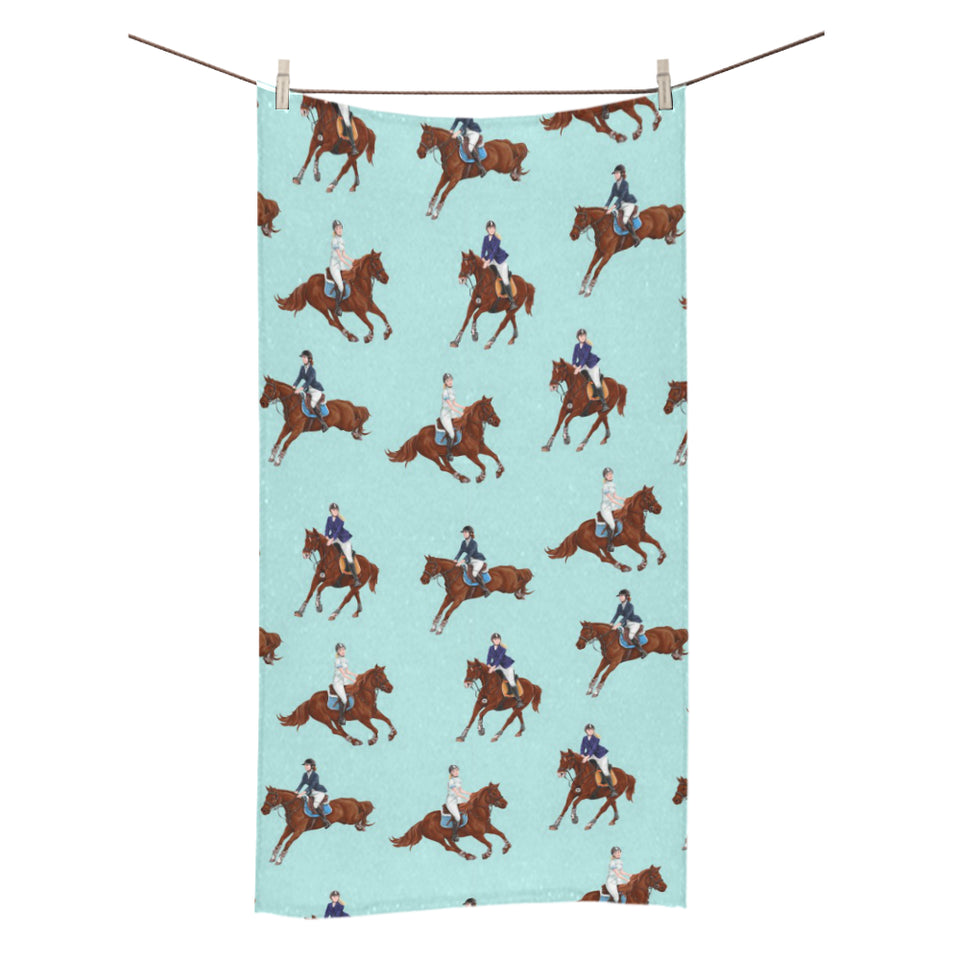Horses running horses rider pattern Bath Towel