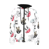 French bulldog cup paw pattern Men's Padded Hooded Jacket