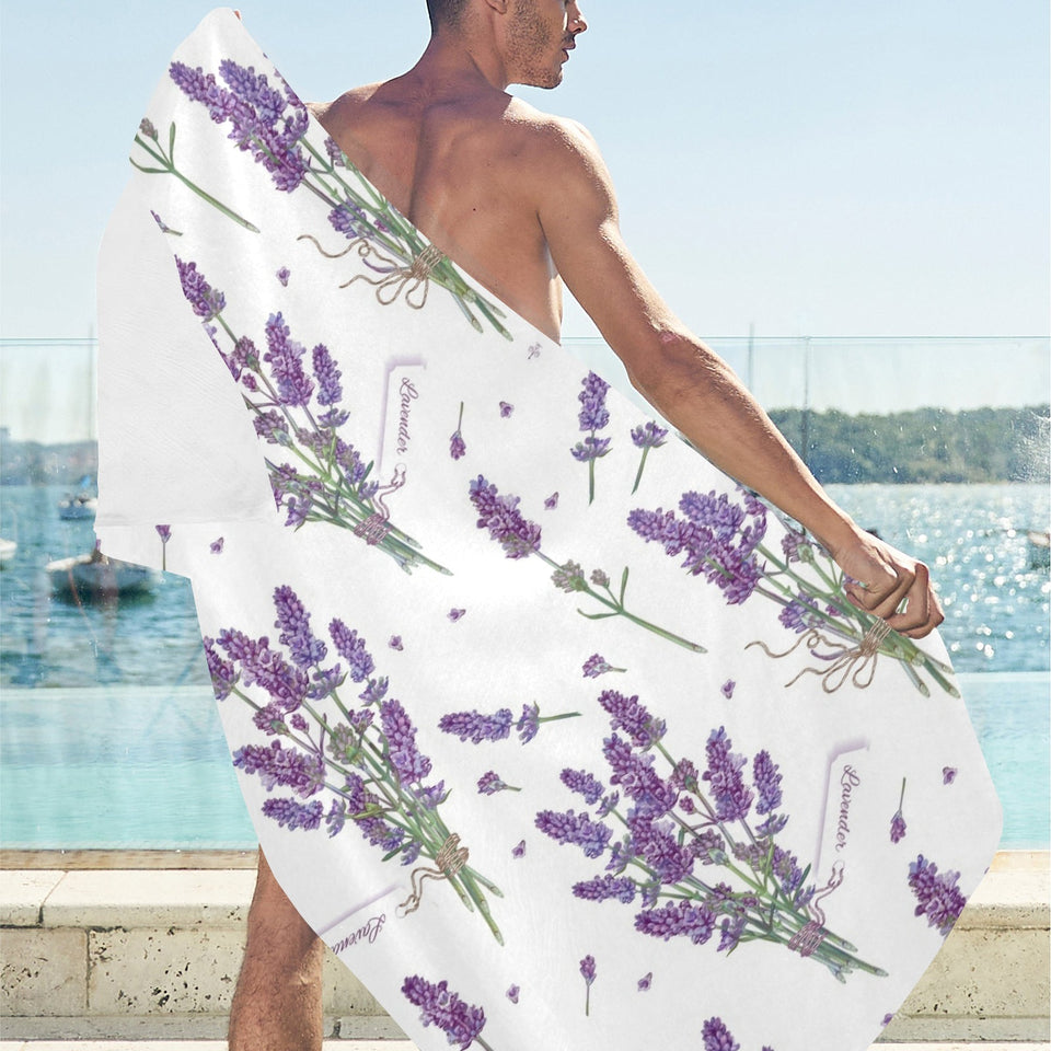lavender flower design pattern Beach Towel