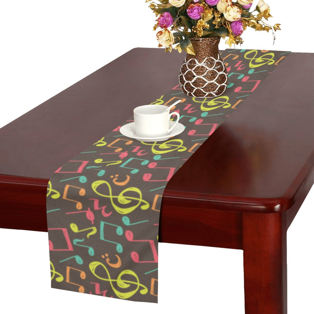 Music Notes Pattern Print Design 05 Table Runner