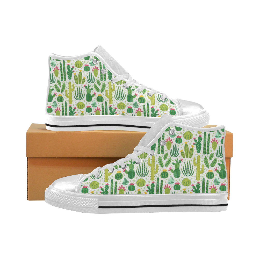 Cactus pattern copy Women's High Top Canvas Canvas Shoes White