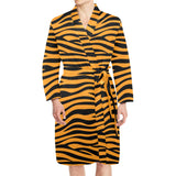 Bengal tigers skin print pattern background Men's Long Sleeve Belted Night Robe