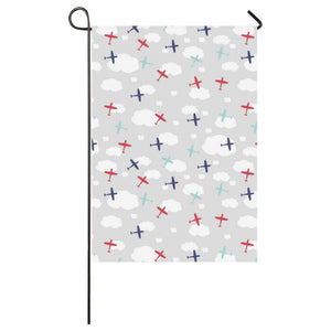 Airplane cloud grey background House Flag Garden Flag