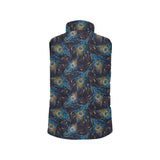 Beautiful peacock feather pattern Women's Padded Vest