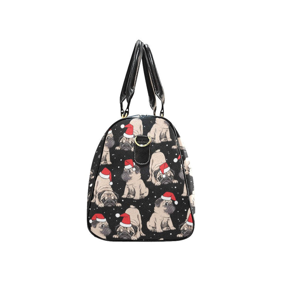 Christmas Pugs Santa_s red cap pattern Travel Bag