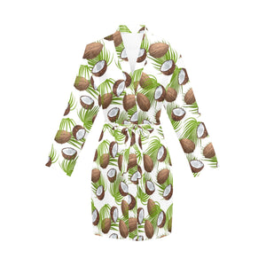 Coconut Pattern Print Design 04 Women's Long Sleeve Belted Night Robe