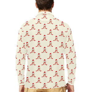 Golden Retriever Pattern Print Design 01 Men's Long Sleeve Polo Shirt