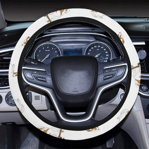 Jack Russel Pattern Print Design 04 Car Steering Wheel Cover