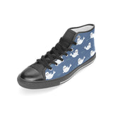 Cute white baby sea lion seal pattern Women's High Top Canvas Shoes Black