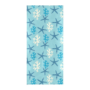 Blue starfish coral reef pattern Beach Towel