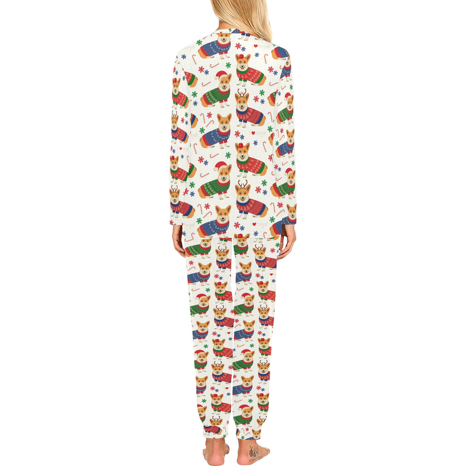 Corgi Christmas Pattern Women's All Over Print Pajama Set