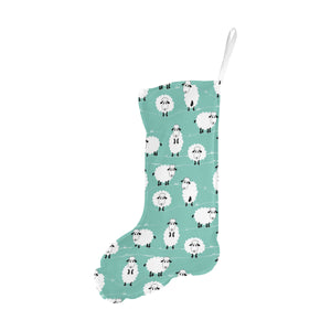 Cute sheep green background Christmas Stocking