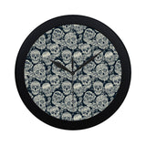 Sugar skull black white pattern Elegant Black Wall Clock