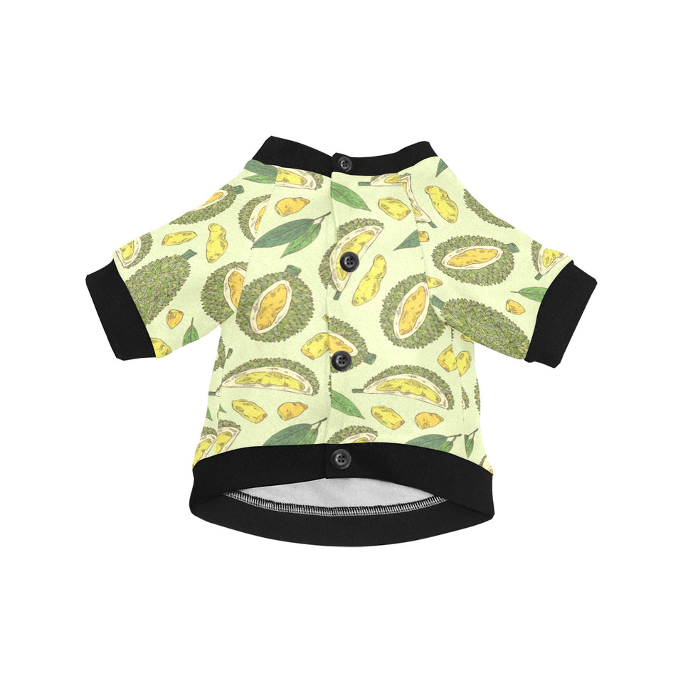 Durian leaves pattern background All Over Print Pet Dog Round Neck Fuzzy Shirt