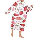 watercolor hand drawn beautiful strawberry pattern Blanket Robe with Sleeves