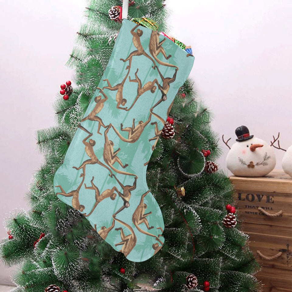 Monkey Palm tree background Christmas Stocking