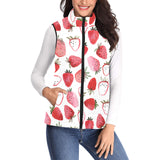 watercolor hand drawn beautiful strawberry pattern Women's Padded Vest