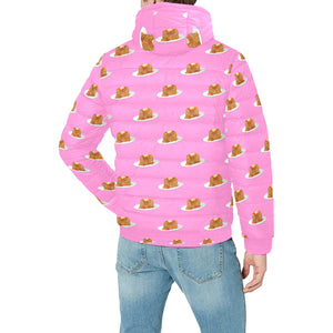 Pancake Pattern Print Design 04 Men's Padded Hooded Jacket
