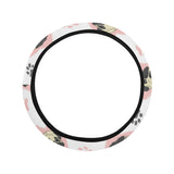 Cute pugs pink heart paw pattern Car Steering Wheel Cover