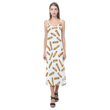 French fries potato pattern V-Neck Open Fork Long Dress
