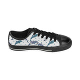 Dolphins pattern dotted background Men's Low Top Canvas Shoes Black