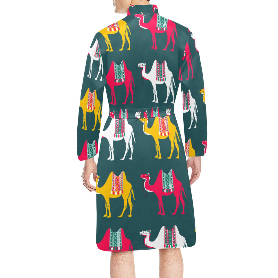Camel pattern Men's Long Sleeve Belted Night Robe