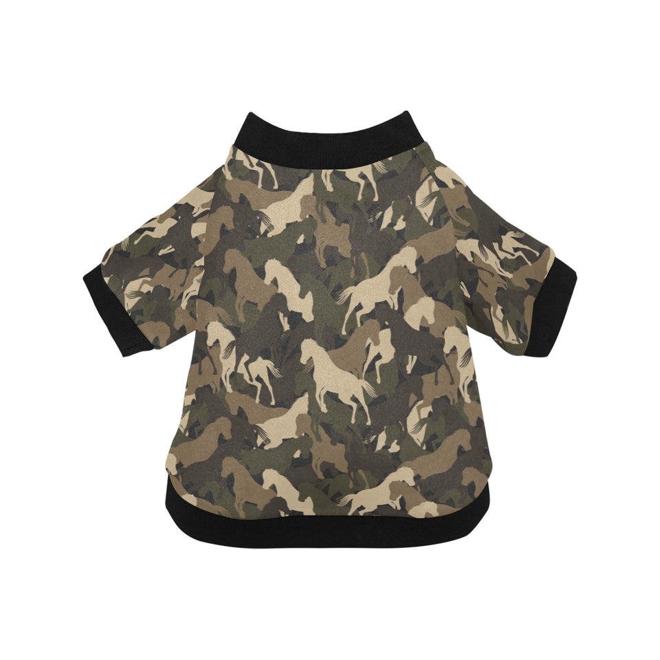 Horse Camouflage Pattern All Over Print Pet Dog Round Neck Fuzzy Shirt