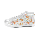 cute tribal fox pattern Men's High Top Canvas Shoes White