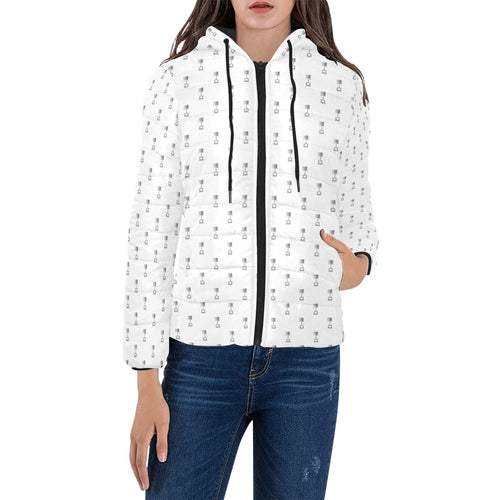 Engine Piston Background Pattern Print Design 01 Women's Padded Hooded Jacket