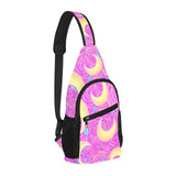 Moon pink rose background All Over Print Chest Bag