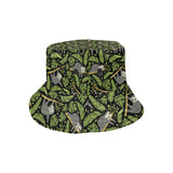 Cute sloths tropical palm leaves black background Unisex Bucket Hat