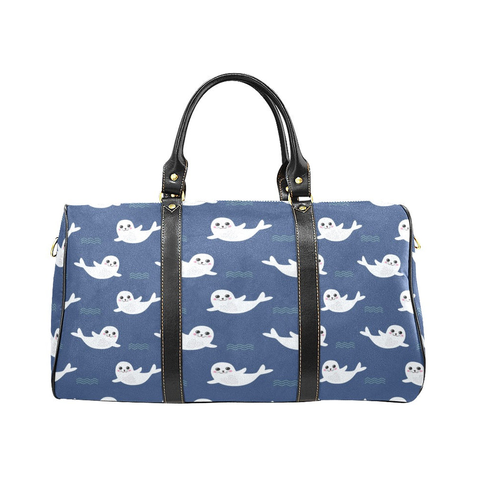 Cute white baby sea lion seal pattern Travel Bag