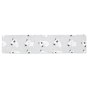 Bull Terrier Pattern Print Design 01 Table Runner