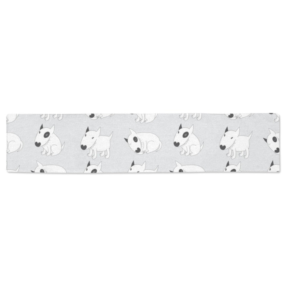 Bull Terrier Pattern Print Design 01 Table Runner