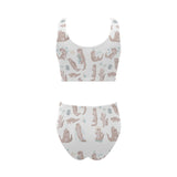 Cute sea otters pattern Chest Bowknot High Waisted Bikini Swimsuit