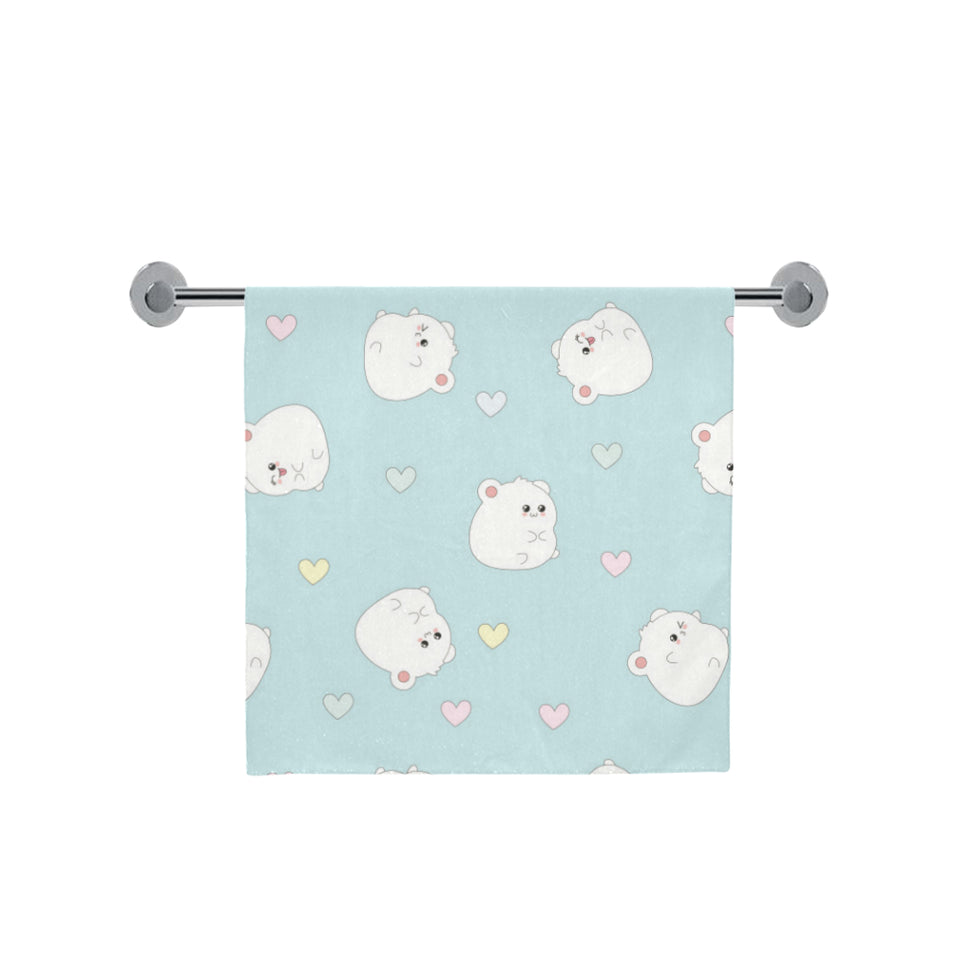 White cute hamsters heart pattern Bath Towel