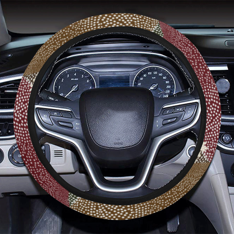 Japanese cranes flying forest dot pattern Car Steering Wheel Cover