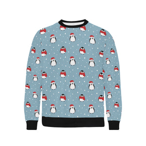 Cute penguin christmas snow pattern Men's Crew Neck Sweatshirt