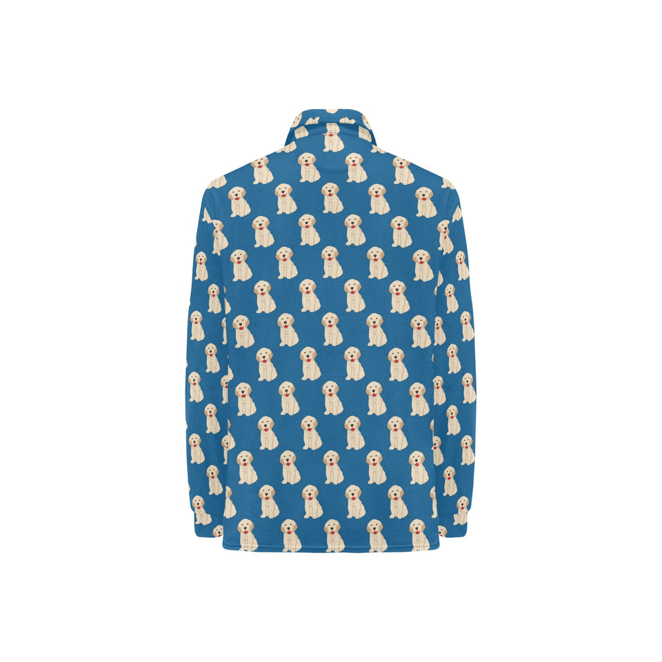 Golden Retriever Pattern Print Design 03 Women's Long Sleeve Polo Shirt