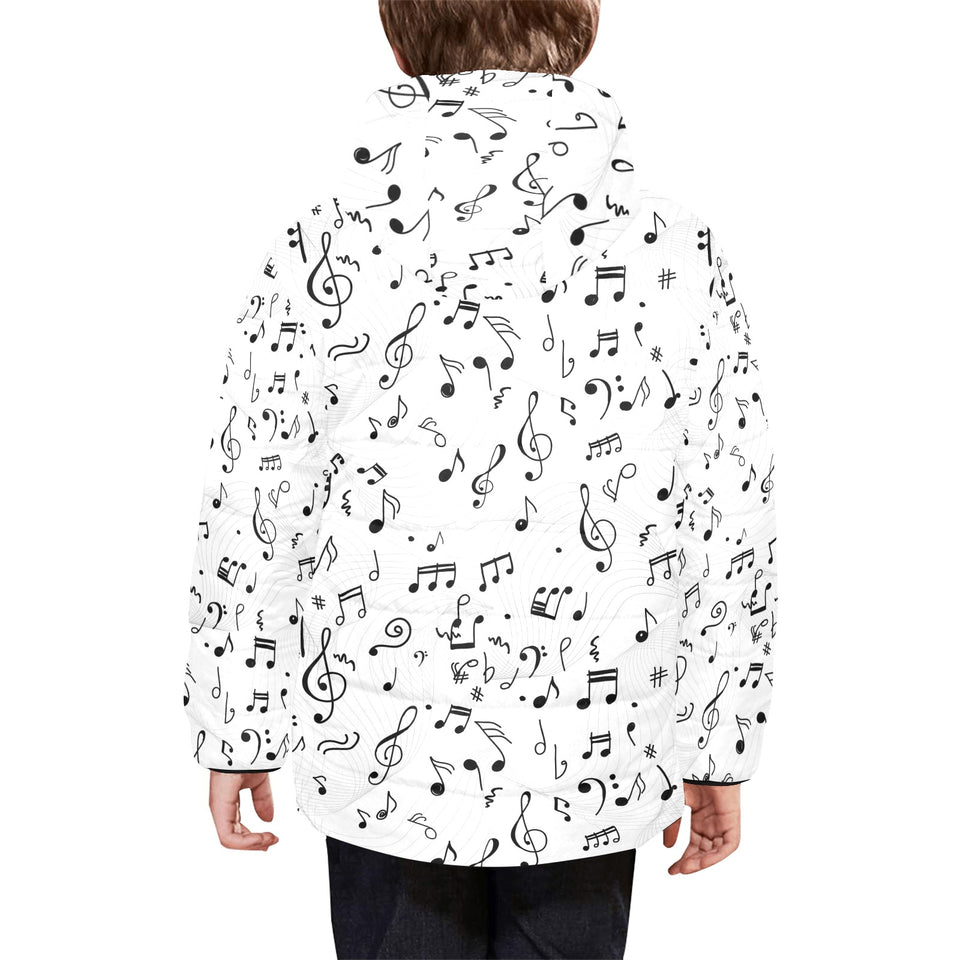 Music Notes Pattern Print Design 04 Kids' Boys' Girls' Padded Hooded Jacket